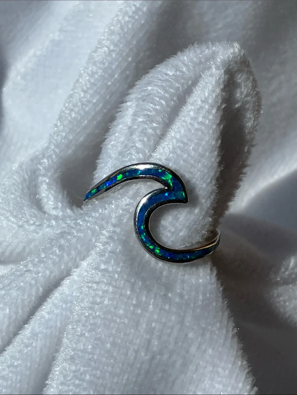 Blue Opal Ocean Wave Ring